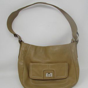 ETIENNE AIGNER HANDBAG PURSE SHOULDER BAG TAN BROWN LEATHER